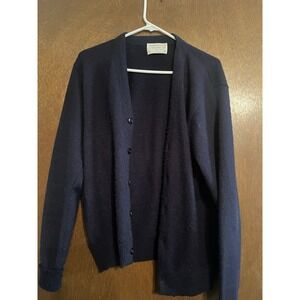 Vintage Lord Jeff Links Cardigan Mens M Dupont Orlon USA Navy Blue